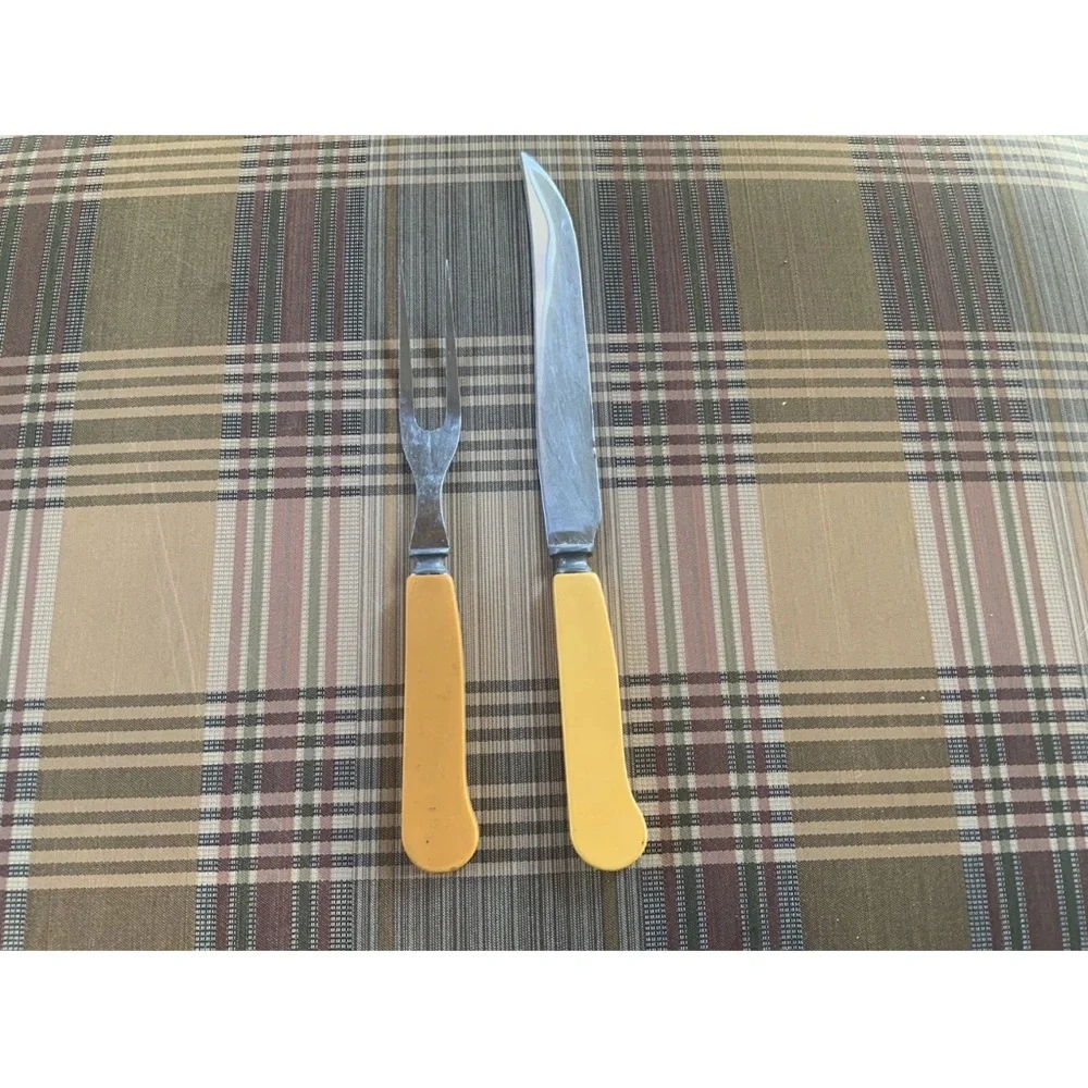 Vintage Sta-Brite Stainless Steel Carving Set